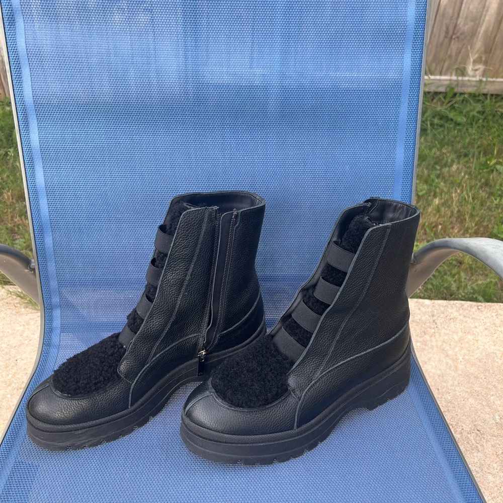 Made in Italy, Aquatalia, Weatherproof, Black leather Ankle Boots, 7.5 US